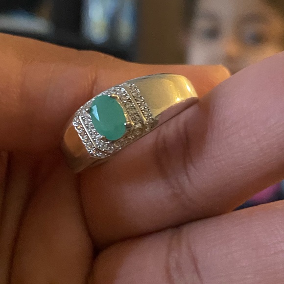 S925 natural emerald men’s ring - Picture 2 of 8